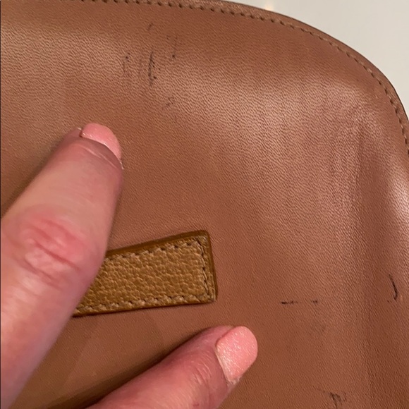 LEATHER MARK CROSS SHOULDER BAG CAMEL NUDE HANDBAG - Picture 15 of 15